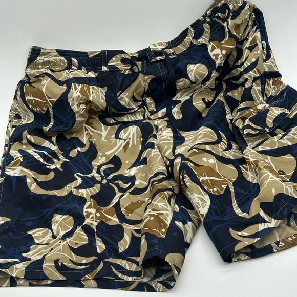 Men's SPEEDO Swim Trunks Navy & Gray Sz MEDIUM drawstring CARGO pockets - Picture 2 of 7